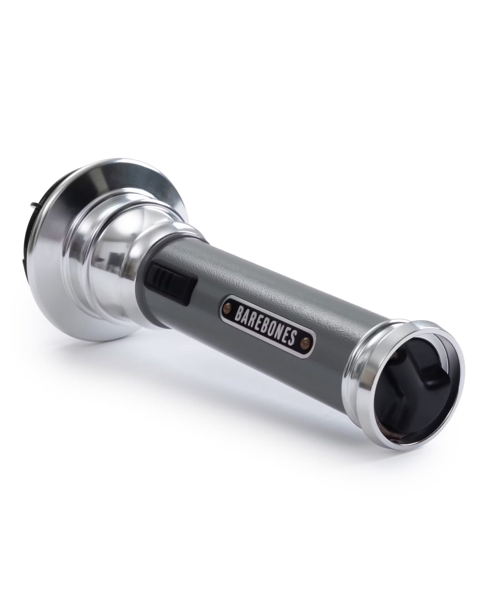 silver flashlight