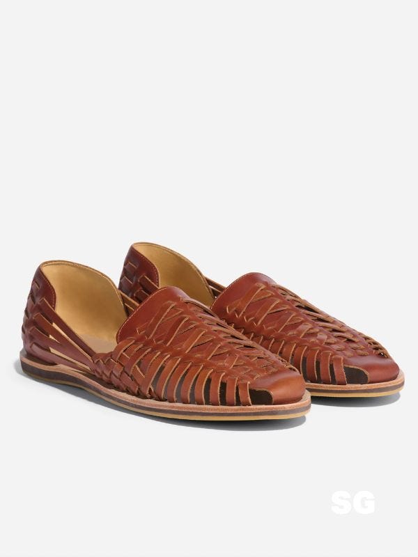 brown leather huarache sandals