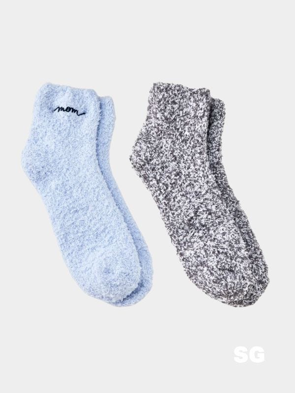two pairs of fuzzy socks